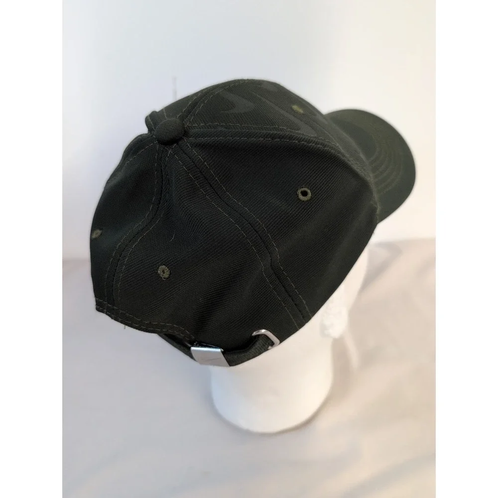 Nike Hat Silver Metal Swoosh Dark Green Cap Strap‎ Back All Over Print Golf